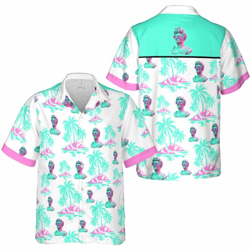 Vaporwave Palm Island Graphic Hawaiian Shirt Premium grade
