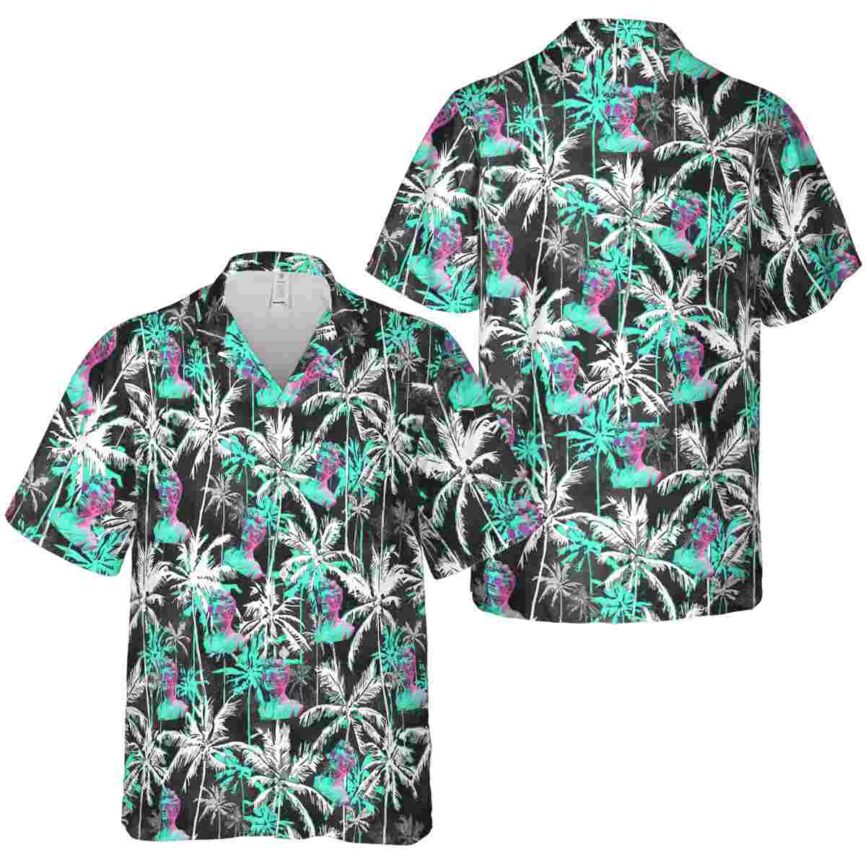 Vaporwave Palm Themed Hawaiian Shirt Premium grade