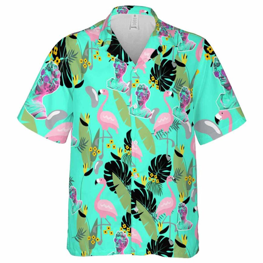 Vaporwave Pink Flamingo Hawaiian Shirt Fashion forward