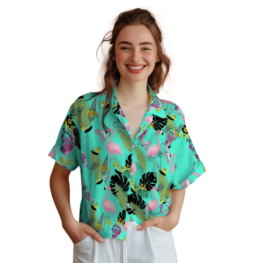 Vaporwave Pink Flamingo Hawaiian Shirt Top rated