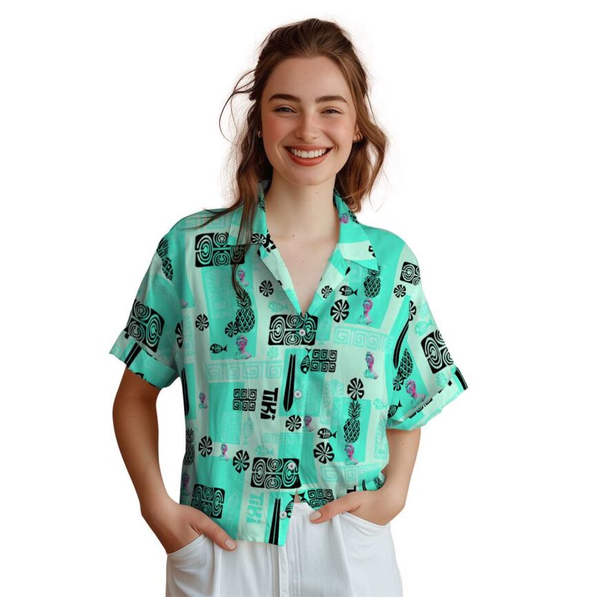 Vaporwave Tiki Motifs Hawaiian Shirt Top rated