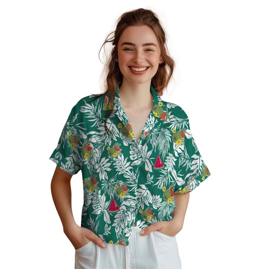 Watermelon Bold Foliage Hawaiian Shirt Top rated