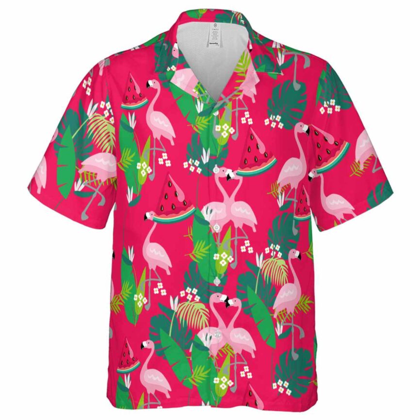 Watermelon Flamingo Leaf Hawaiian Shirt Fashion forward
