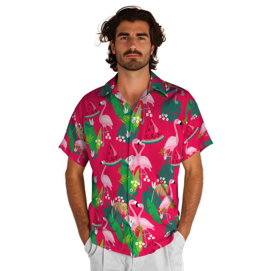 Watermelon Flamingo Leaf Hawaiian Shirt New Arrival