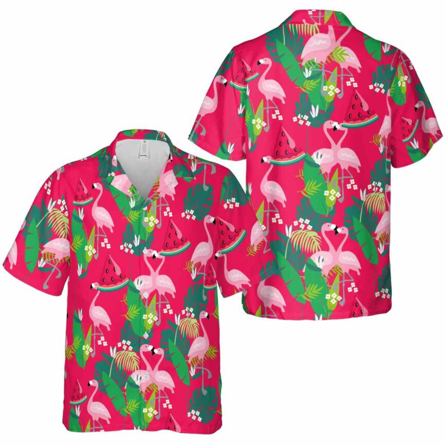 Watermelon Flamingo Leaf Hawaiian Shirt Premium grade