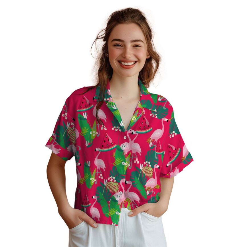 Watermelon Flamingo Leaf Hawaiian Shirt Top rated