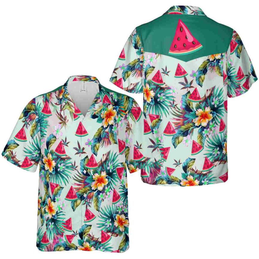 Watermelon Floral Burst Hawaiian Shirt Premium grade