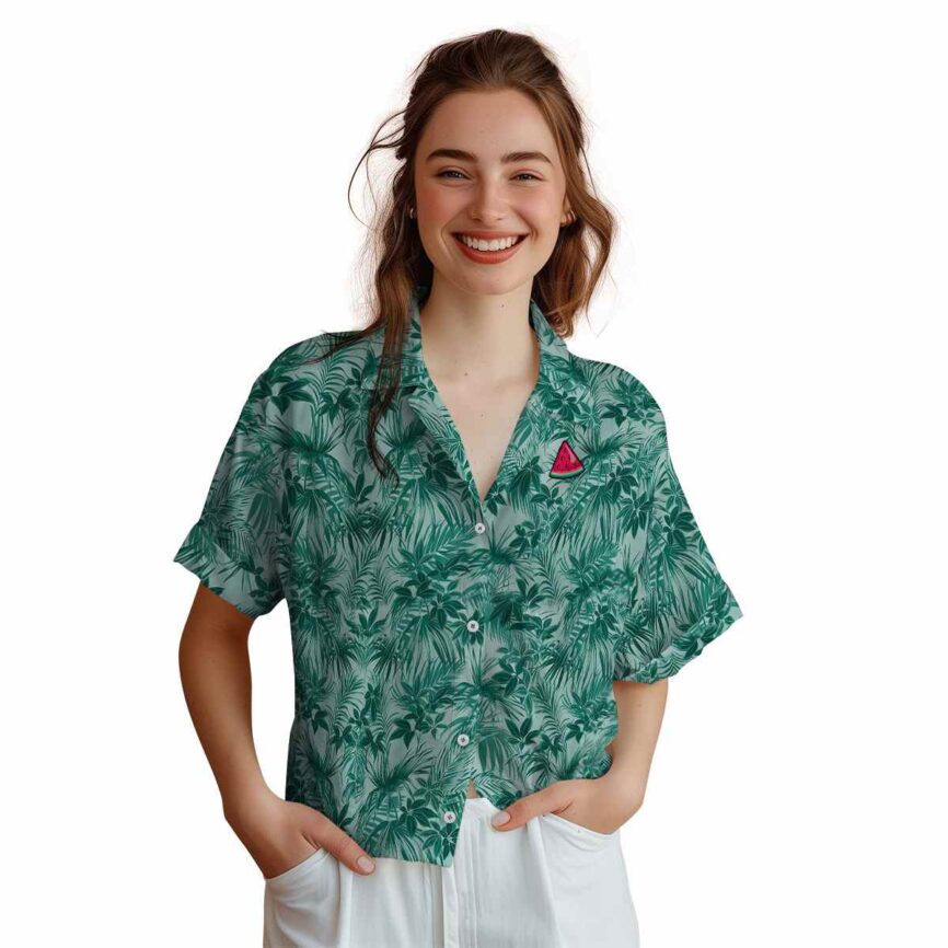 Watermelon Foliage Print Hawaiian Shirt Top rated