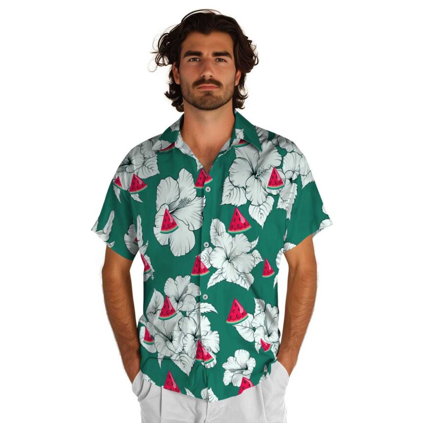 Watermelon Hibiscus Flower Hawaiian Shirt New Arrival