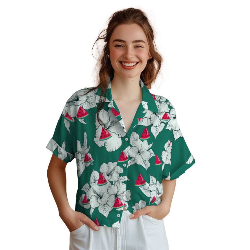Watermelon Hibiscus Flower Hawaiian Shirt Top rated