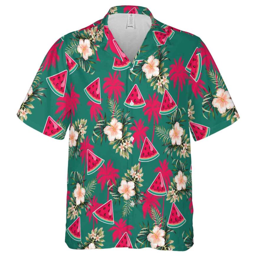 Watermelon Hibiscus Palm Hawaiian Shirt Fashion forward