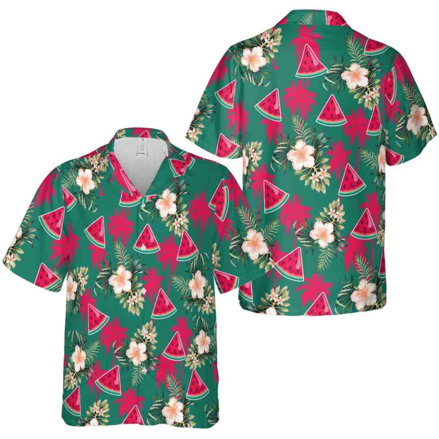 Watermelon Hibiscus Palm Hawaiian Shirt Premium grade