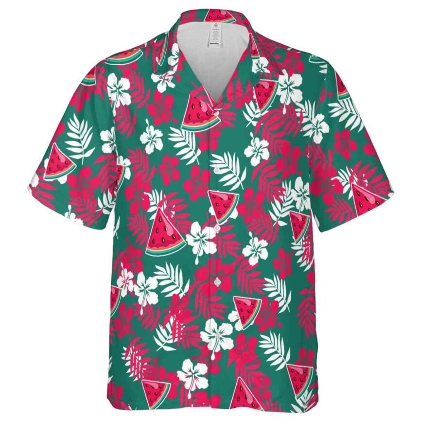Watermelon Leafy Hibiscus Hawaiian Shirt Fashion forward