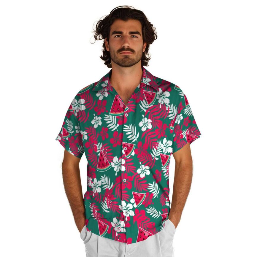 Watermelon Leafy Hibiscus Hawaiian Shirt New Arrival