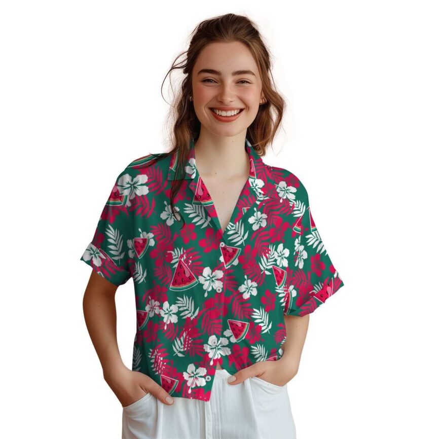 Watermelon Leafy Hibiscus Hawaiian Shirt Top rated