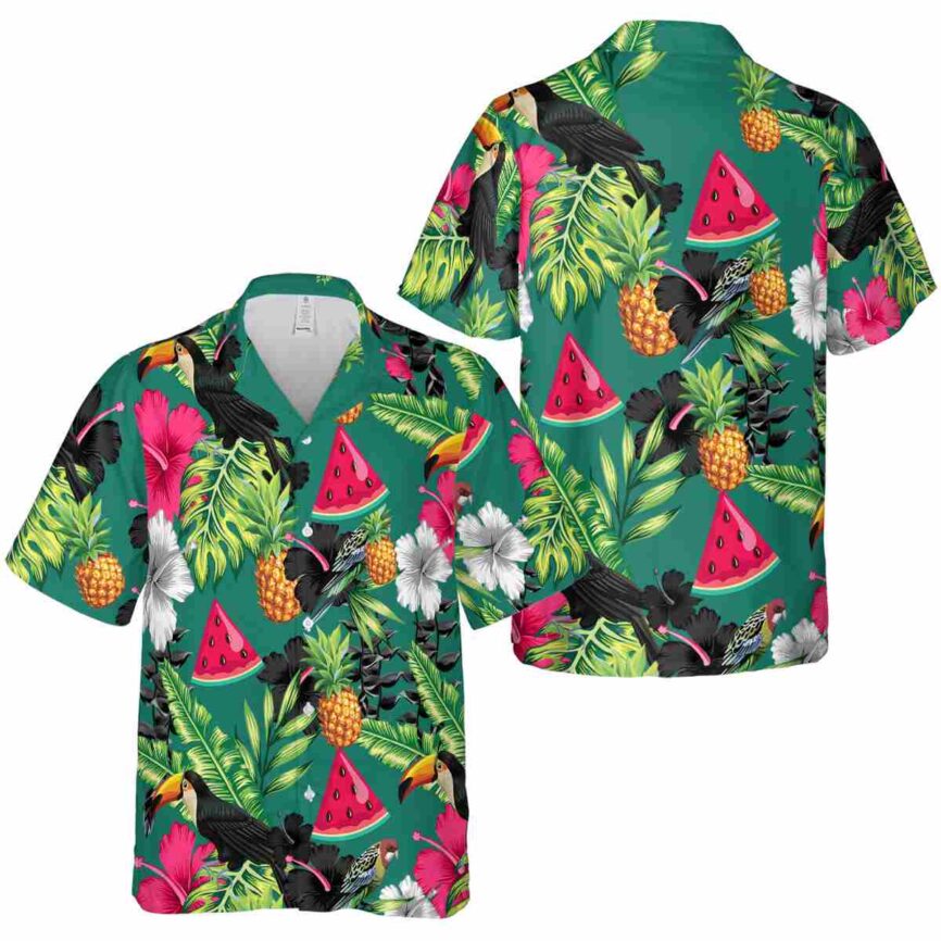 Watermelon Leafy Toucan Hawaiian Shirt Premium grade