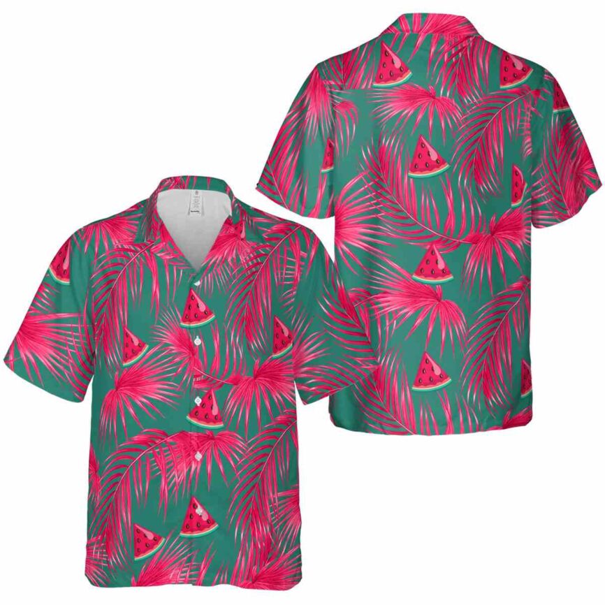 Watermelon Palm Frond Hawaiian Shirt Premium grade