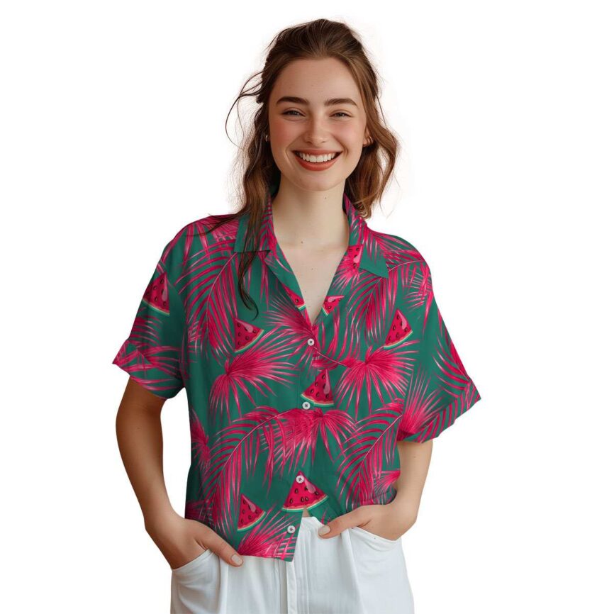 Watermelon Palm Frond Hawaiian Shirt Top rated