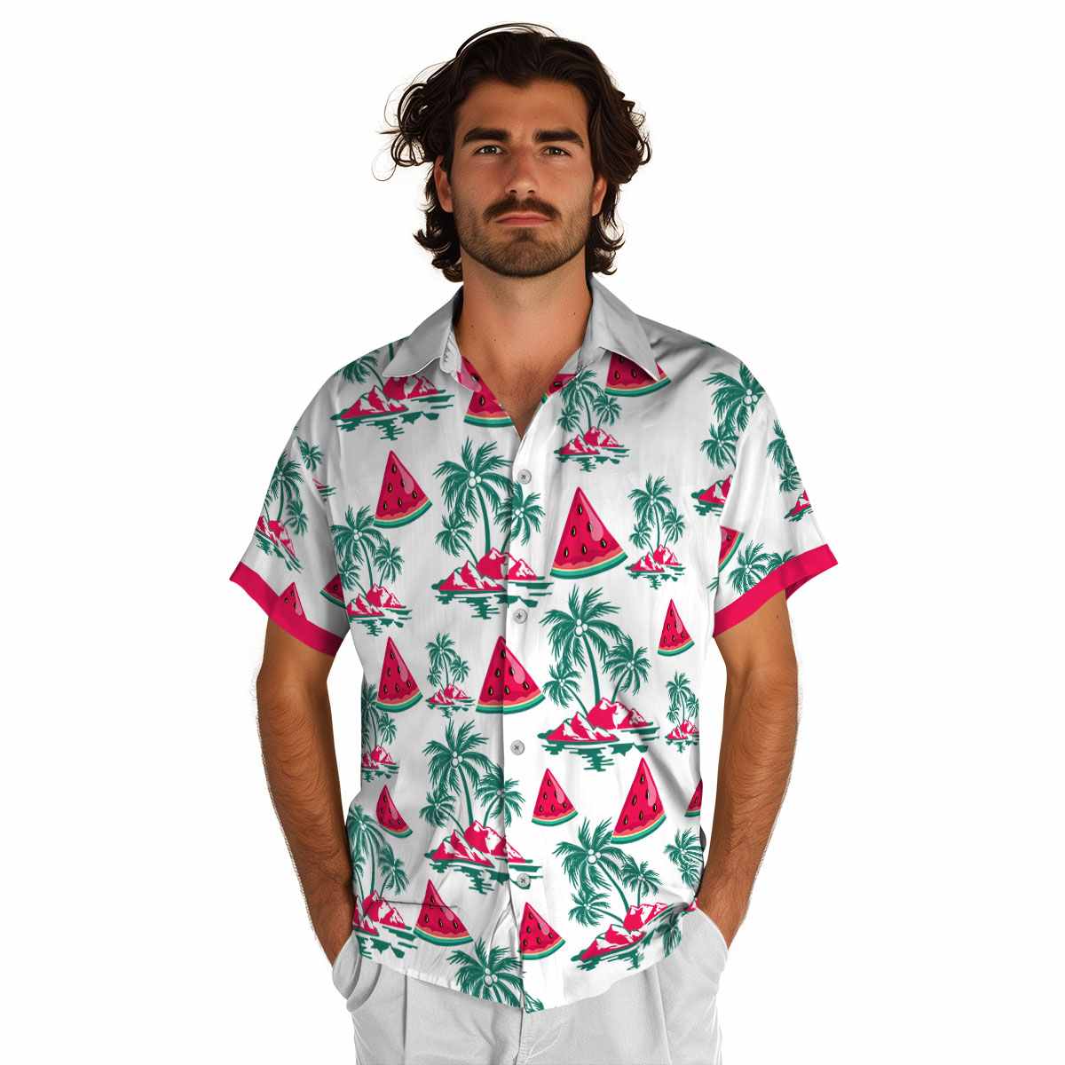 Watermelon Palm Island Graphic Hawaiian Shirt New Arrival Watermelon Palm Island Graphic Hawaiian Shirt New Arrival