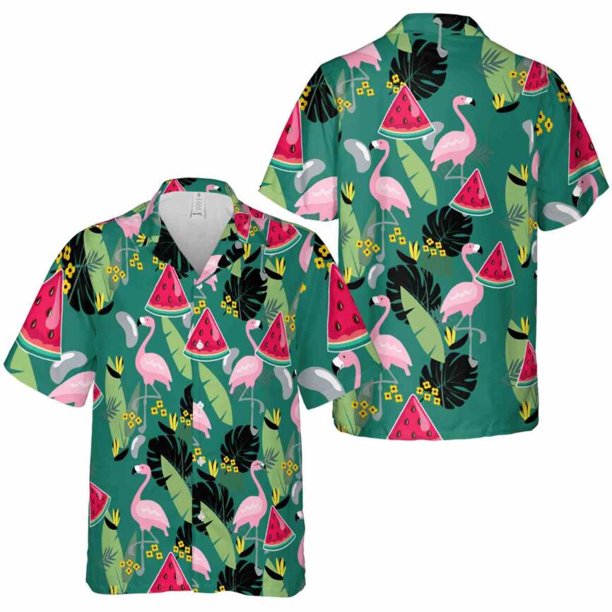 Watermelon Pink Flamingo Hawaiian Shirt Premium grade