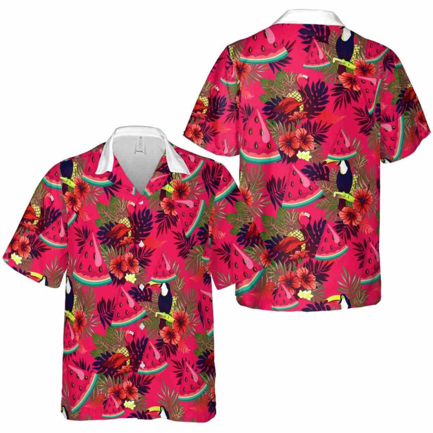 Watermelon Tropical Bird Hawaiian Shirt Premium grade