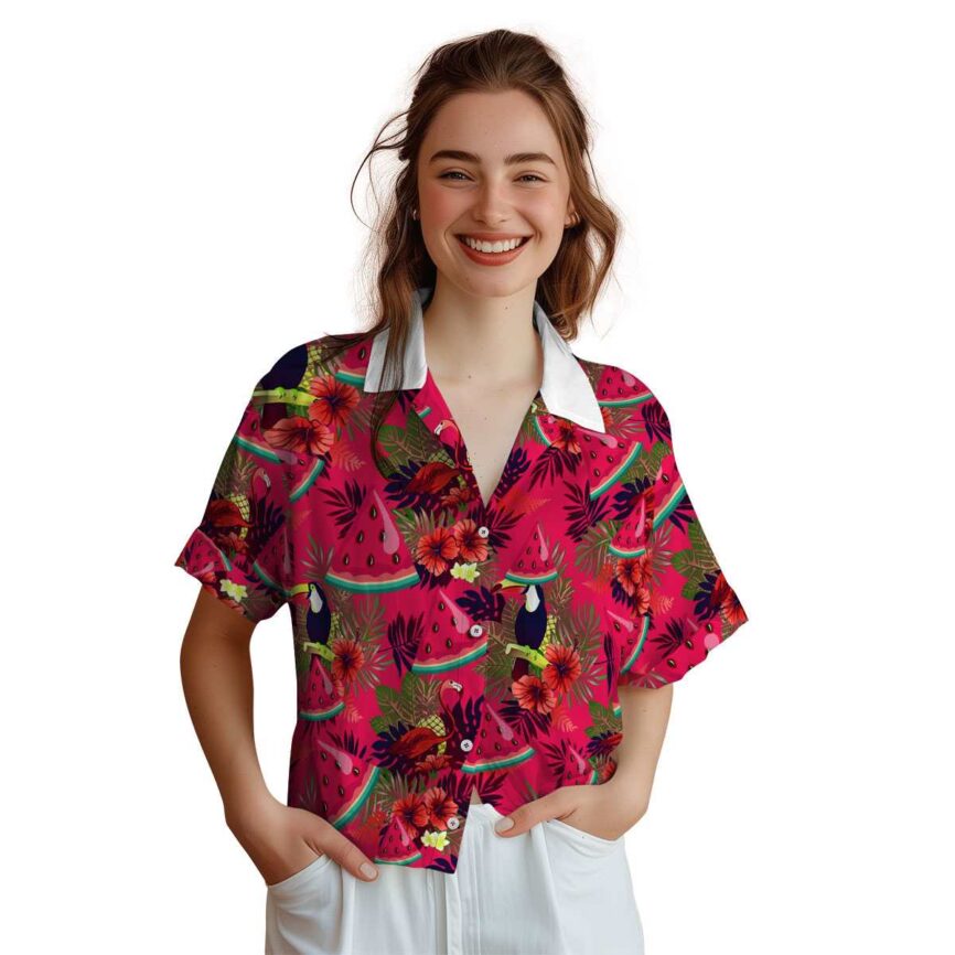 Watermelon Tropical Bird Hawaiian Shirt Top rated