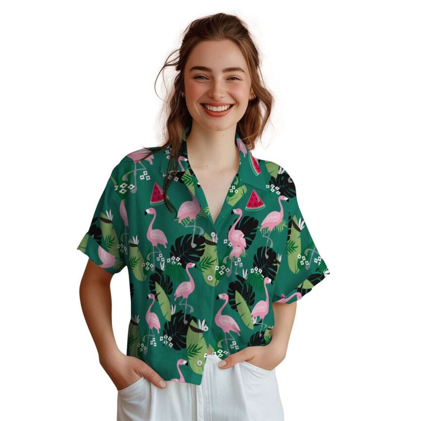Watermelon Tropical Flamingo Hawaiian Shirt Top rated