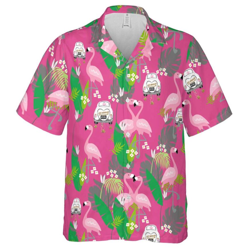 Wedding Flamingo Leaf Hawaiian Shirt Fashion forward