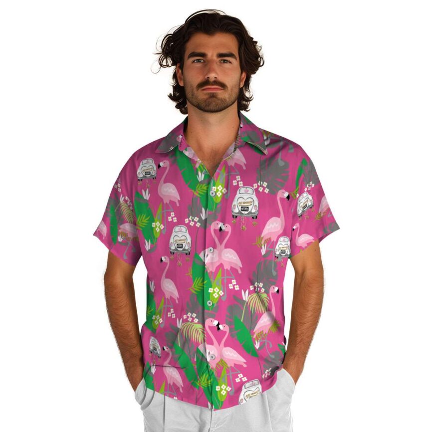 Wedding Flamingo Leaf Hawaiian Shirt New Arrival