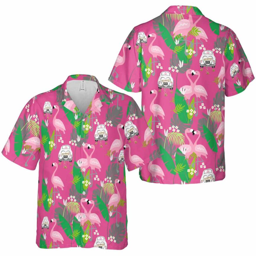 Wedding Flamingo Leaf Hawaiian Shirt Premium grade