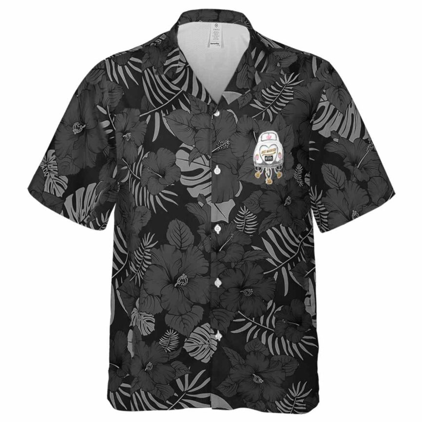 Wedding Monochrome Floral Hawaiian Shirt Fashion forward